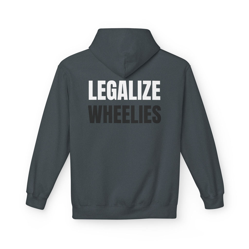 Hoodie — "Legalize Wheelies" Graphic Pullover for Motorcycle & Bike Enthusiasts