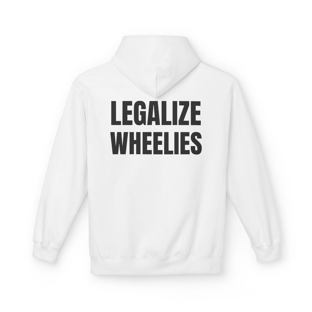 Hoodie — "Legalize Wheelies" Graphic Pullover for Motorcycle & Bike Enthusiasts