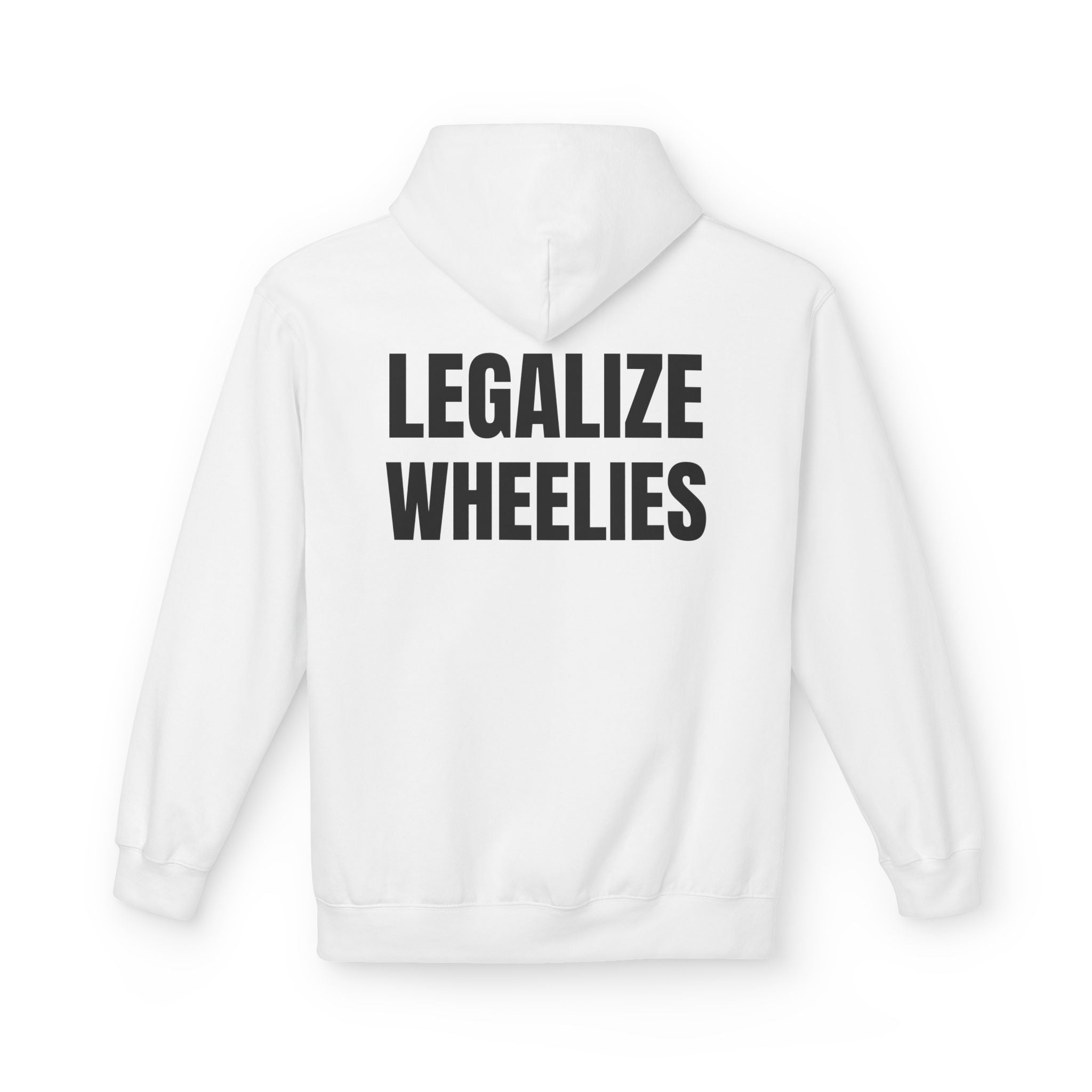 Hoodie — "Legalize Wheelies" Graphic Pullover for Motorcycle & Bike Enthusiasts